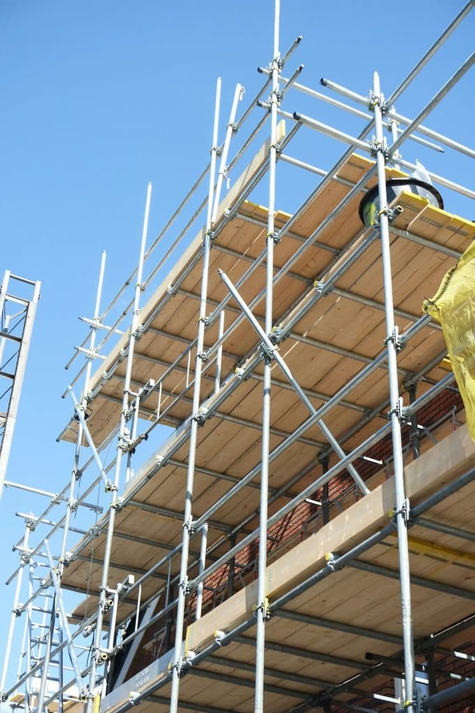 Construction site. Scaffolding.